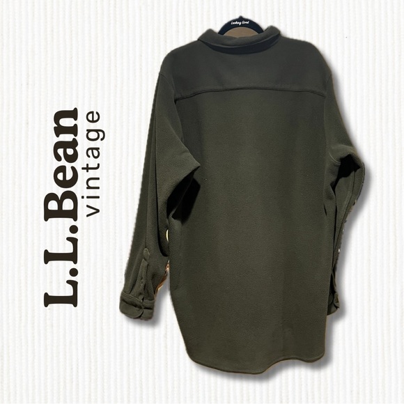 L.L. Bean Vintage Men’s Button Up Fleece Overshirt Army Green XL Tall - Picture 2 of 15